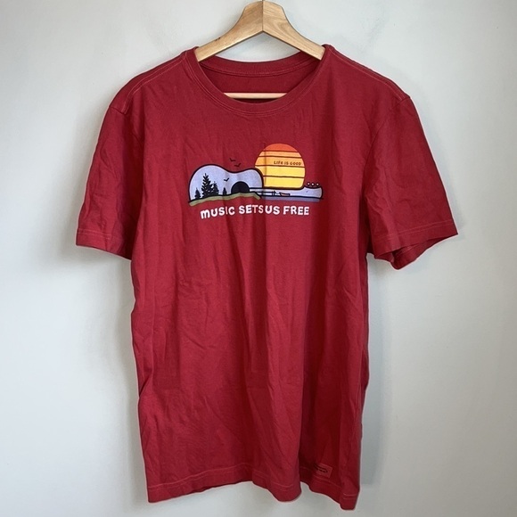 Life is Good MEN'S GUITARSCAPE SETS US FREE CRUSHER TEE SZ M - Picture 3 of 7